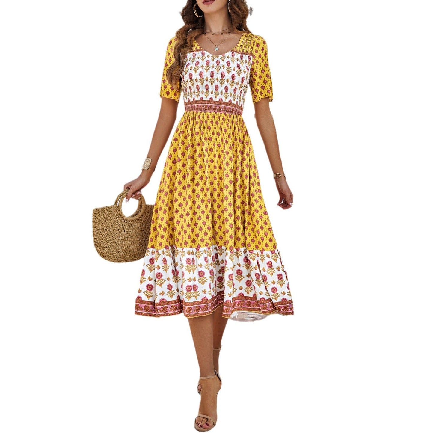 Boho Printed Greta Summer Midi Dress