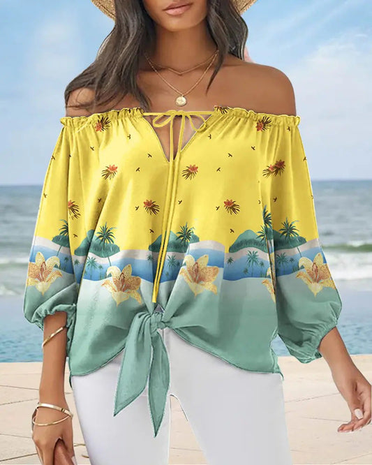 Chic Off Shoulder Printed Top Greta