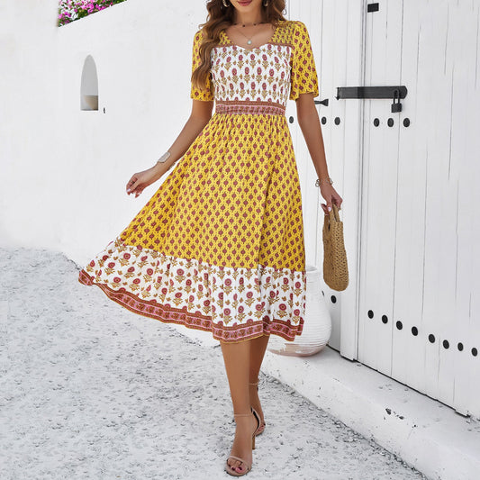 Boho Printed Greta Summer Midi Dress