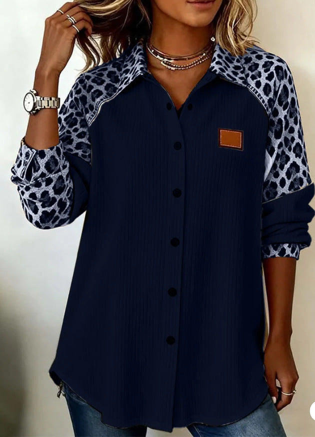 Trendy Printed Lapel Blouse by Greta