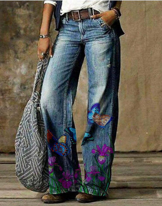 Artistic Floral Wide Leg Pants by Greta