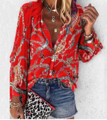 Chic Printed Long Sleeve Blouse by Greta