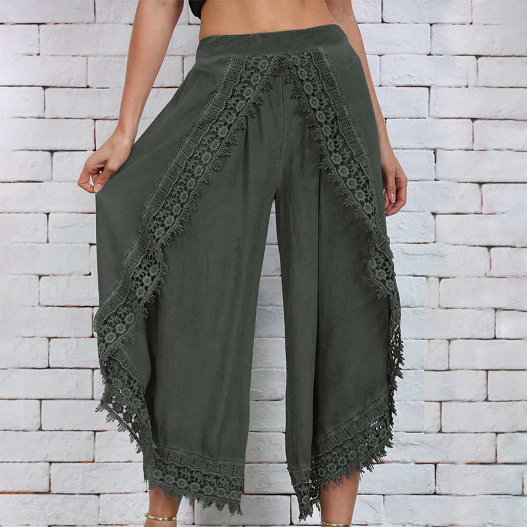 Elegant Wide-Leg Lace Pants by Greta