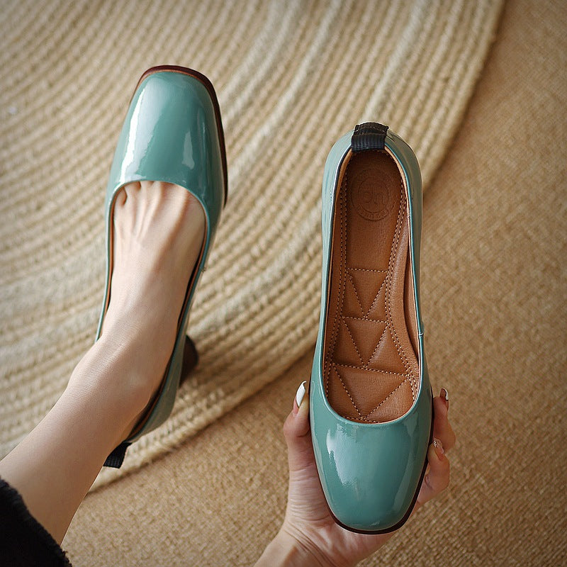 Elegant Leather Chunky Heels by Greta