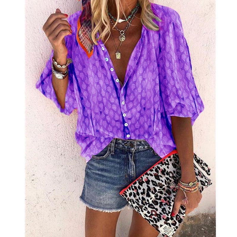 Chic Print Lantern Sleeve Shirt by Greta