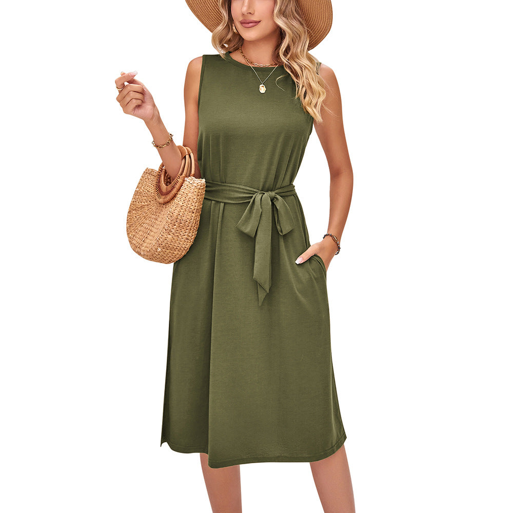 Chic Sleeveless Belted Midi Dress by Greta