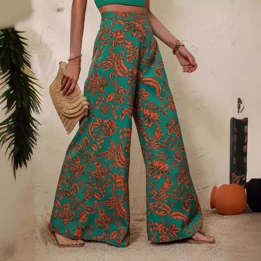 Elegant Floral Wide Leg Pants by Greta