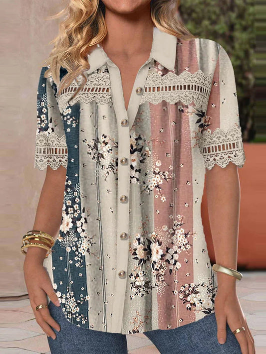 Chic Lace Digital Print Cardigan by Greta