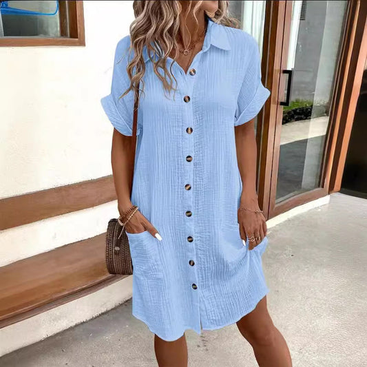 Chic Short Sleeve Shirt Dress by Greta