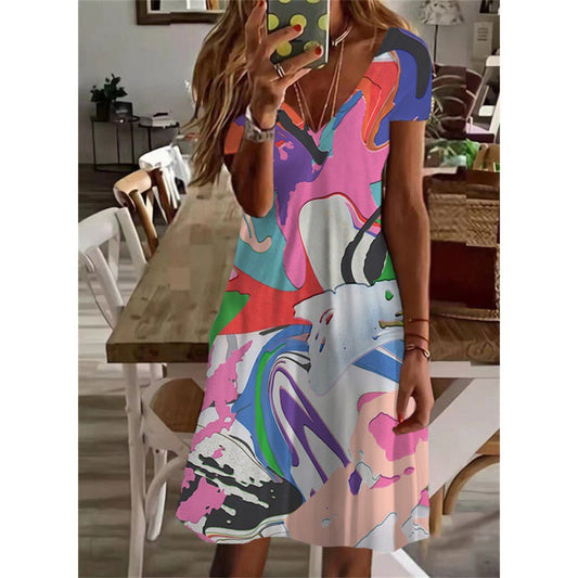Vibrant V-Neck Summer Dress by Greta