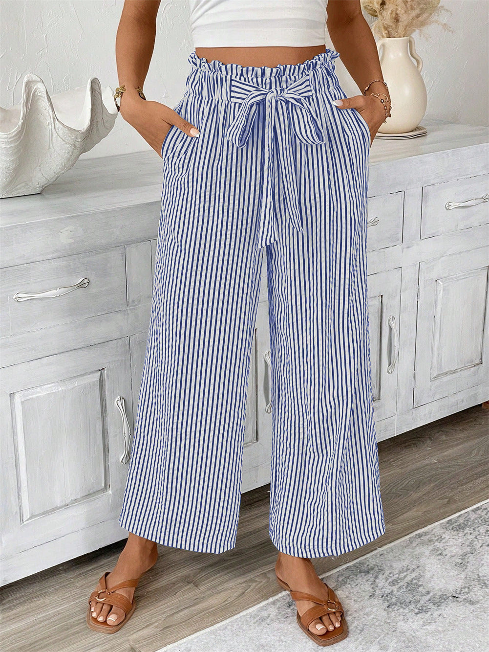 Striped Straight-Leg Pants by Greta