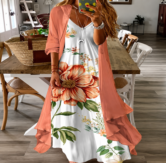 Bloemenprint swingjurk Greta zomerjurk met bretels