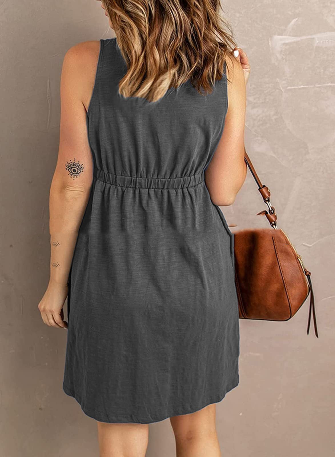 Floral Button V-Neck Dress by Greta