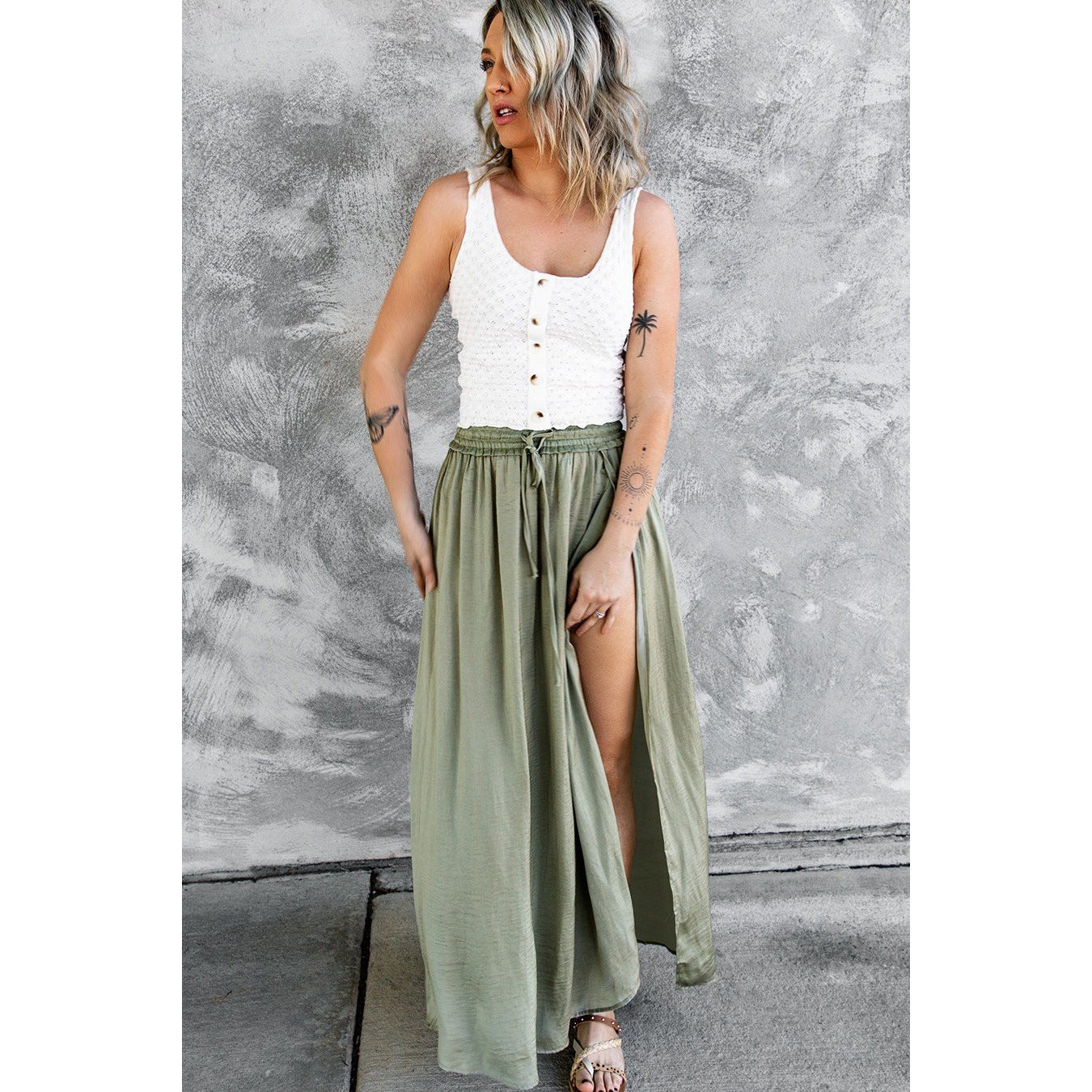 Flowy Slit Maxi Skirt by Greta