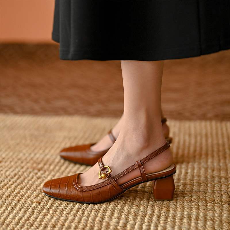 Chic Square Toe Mary Jane Heels by Greta