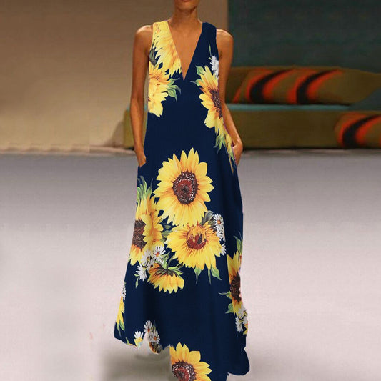 Boho Floral Greta Sleeveless Maxi Dress