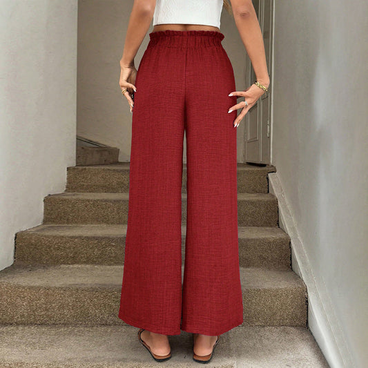 Red Wide-Leg Greta Drawstring Pants