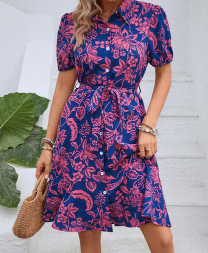 Floral Button-Up Greta  Summer Shirt Dress
