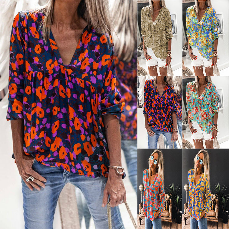 Vibrant Floral Greta  Long Sleeve Blouse