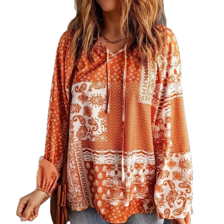 Boho Print Greta  Long Sleeve Blouse