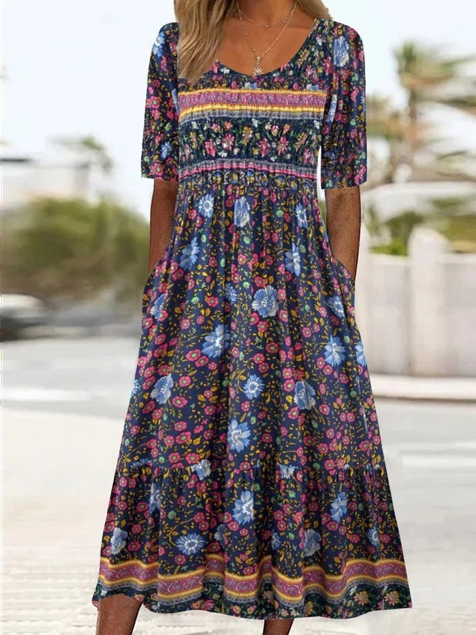 Bohemian Floral Maxi Dress by Greta 