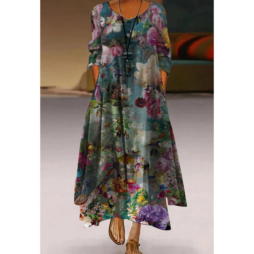 Artistic Floral Swing Dress by Greta 