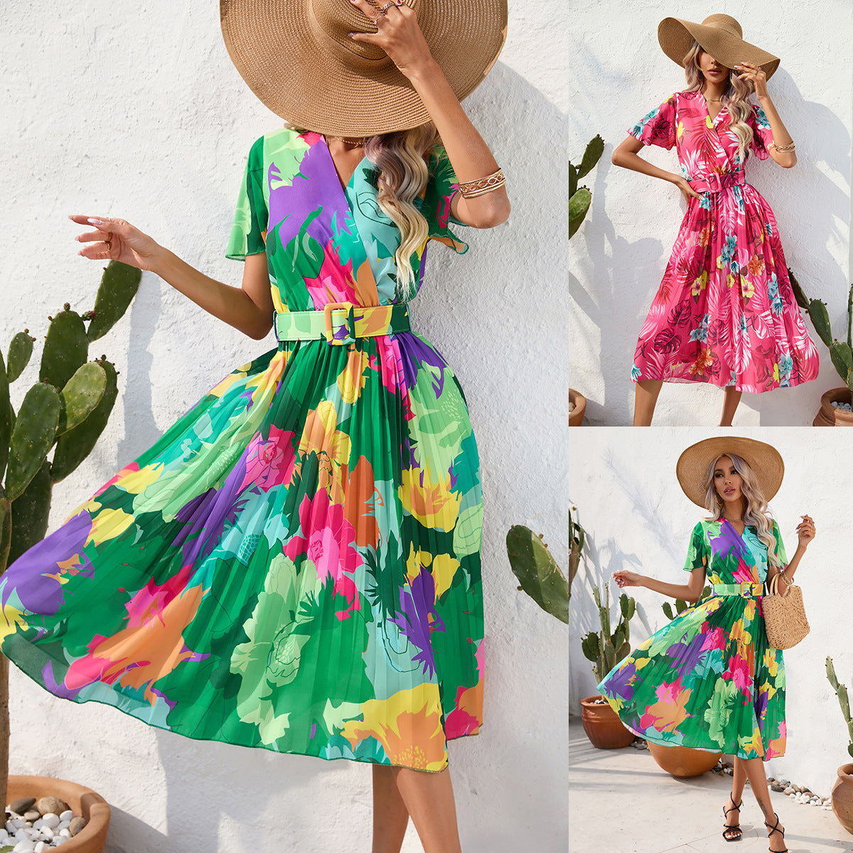 Vibrant Floral Greta  Summer Midi Dress