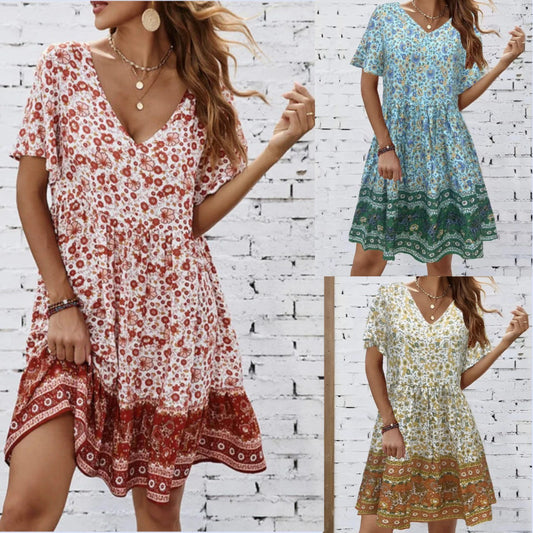 Floral V-Neck Summer Dress by Greta 