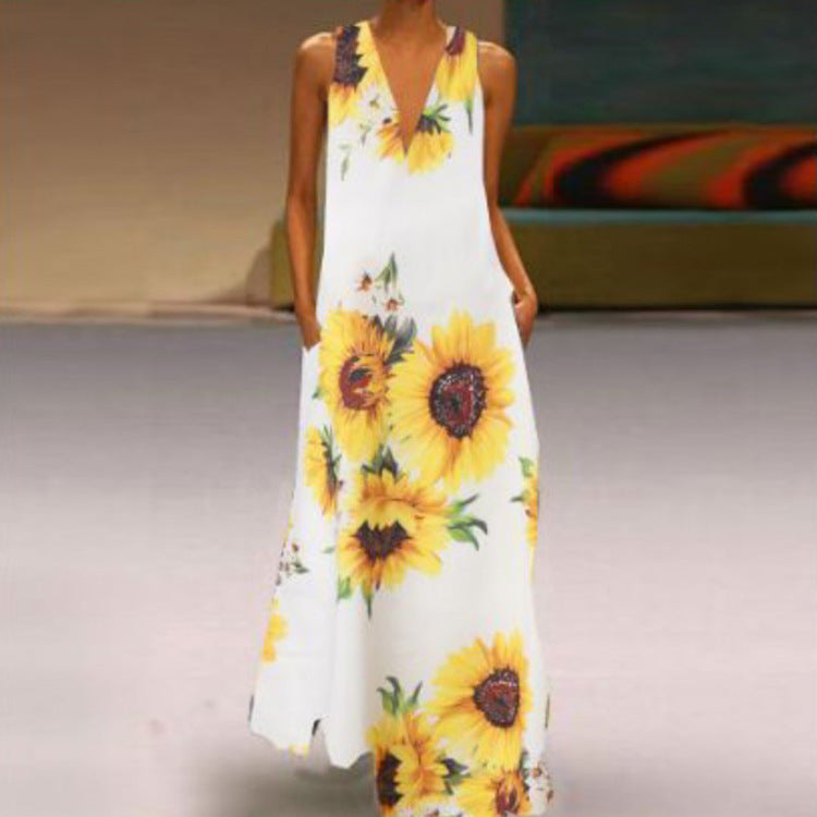 Boho Floral Greta  Sleeveless Maxi Dress
