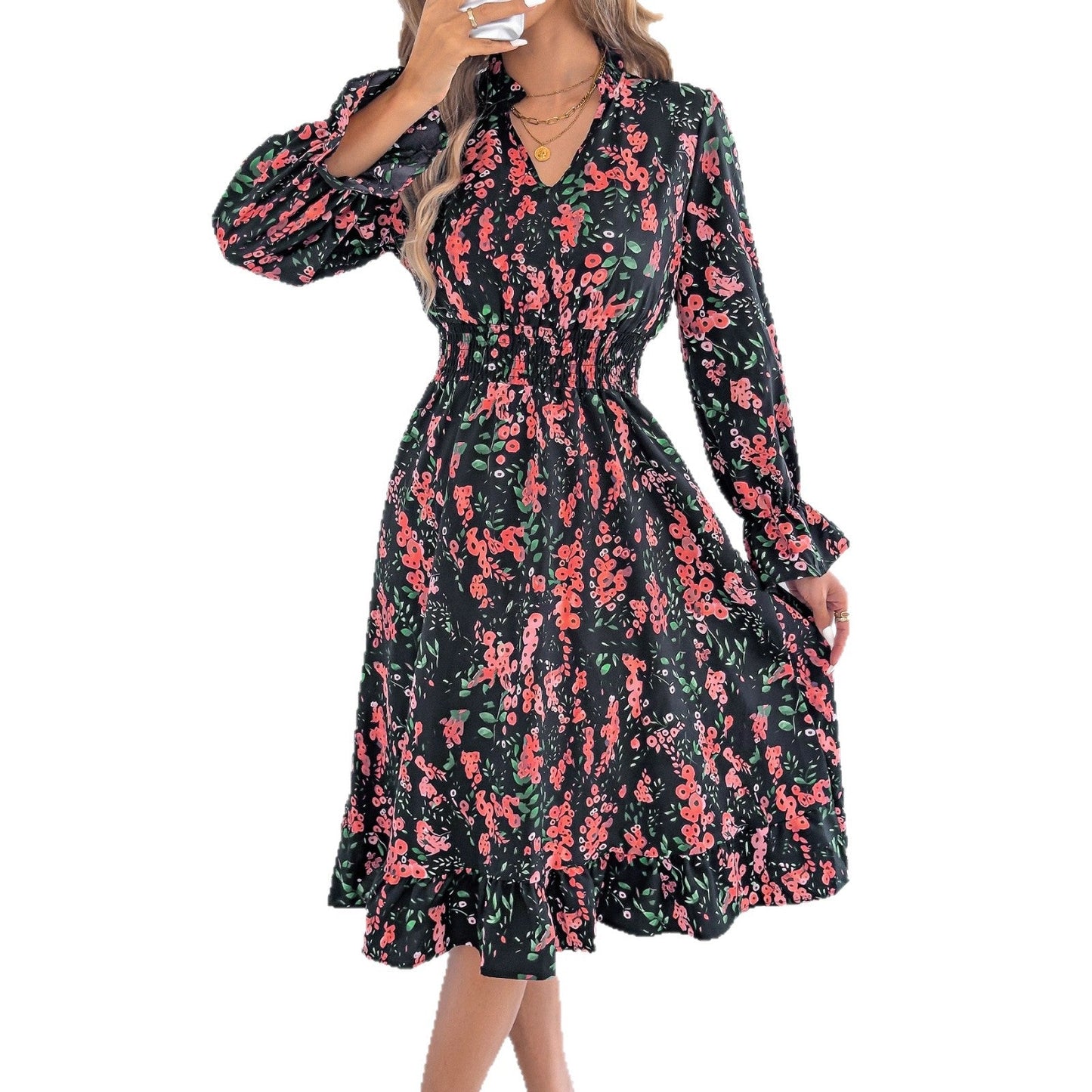 Floral Bell Sleeve Greta  Midi Dress