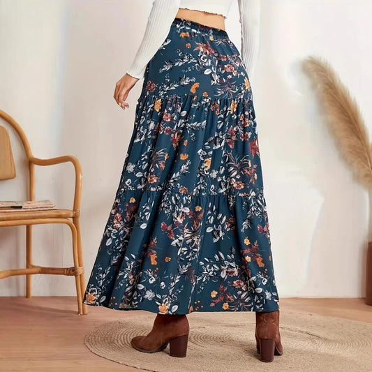 Bohemian Floral Greta  Midi Skirt