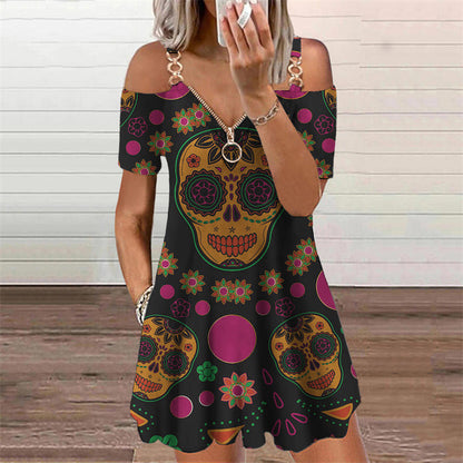 Chic Print Short Sleeve Dress by Greta 