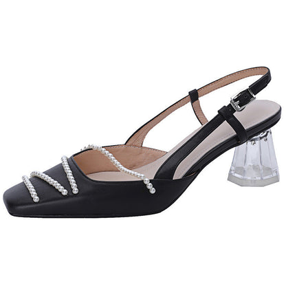 Elegant Crystal Heel Sandals by Greta 