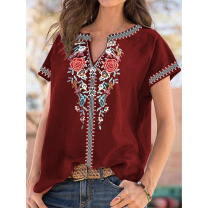 Ethnic Print Short Sleeve Top Greta 
