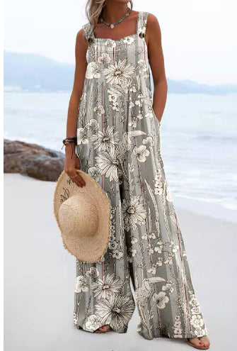 Vibrant Print Greta  Wide Leg Romper