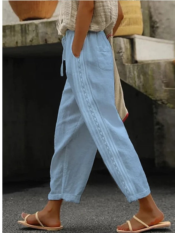Elegant Cotton Linen Cropped Pants Greta 