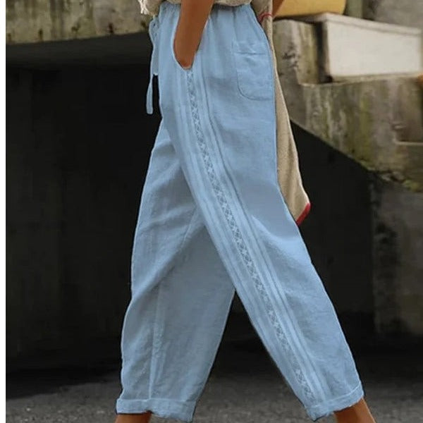Elegant Cotton Linen Cropped Pants Greta 