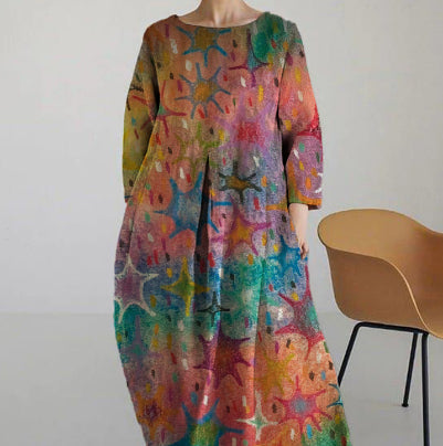 Vibrant Floral A-Line Dress by Greta 