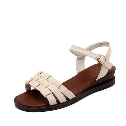 Retro Leather Flat Sandals by Greta 