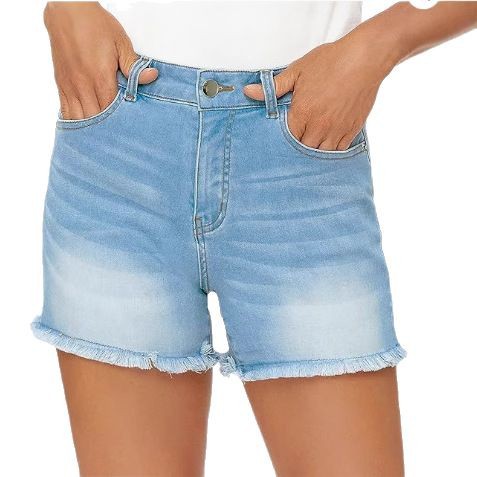 High Waist Slim Fit Denim Shorts by Greta 