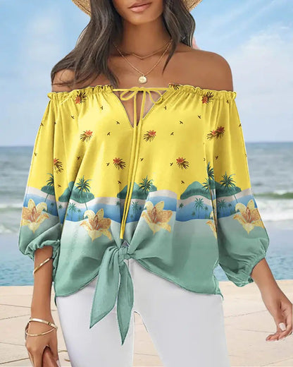 Chic Off Shoulder Printed Top Greta 