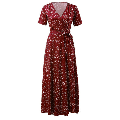 Floral Print Greta  Short Sleeve Maxi Dress