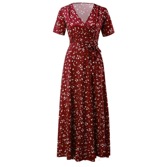 Floral Print Greta  Short Sleeve Maxi Dress