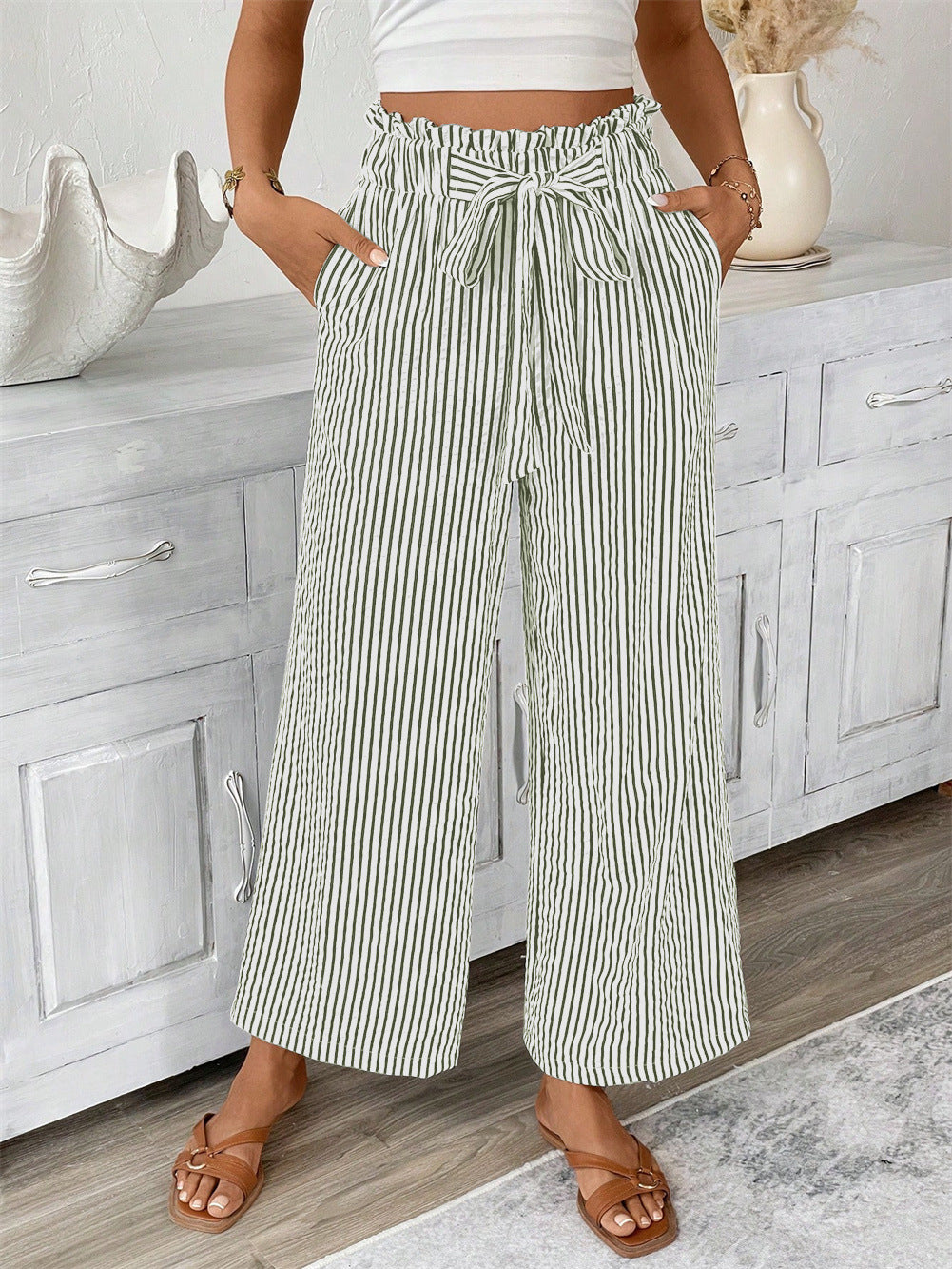 Striped Straight-Leg Pants by Greta 