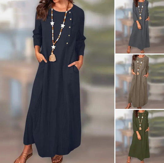 Vintage Linen Long Sleeve Dress by Greta 