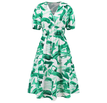 Bohemian Floral V-Neck Dress by Greta 