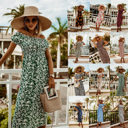 Boho Off Shoulder Greta  Summer Print Dress