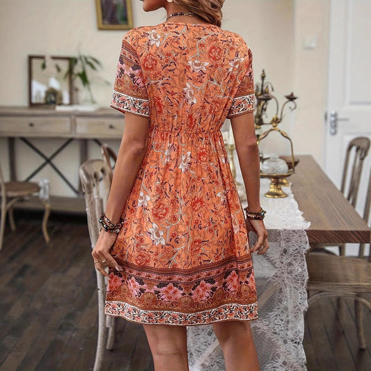 Boho Floral Greta  Summer A-Line Dress