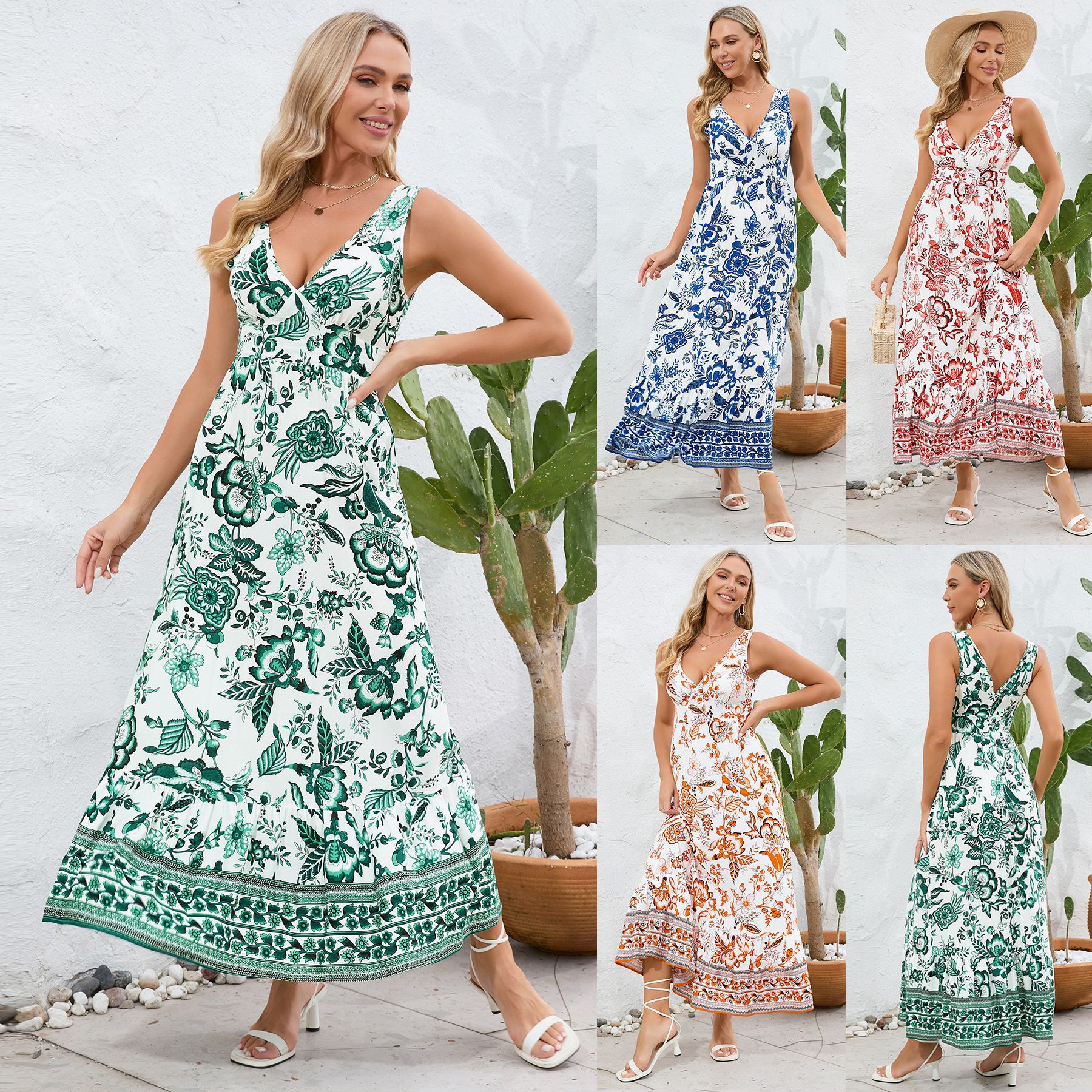 Floral V-Neck Maxi Dress by Greta 