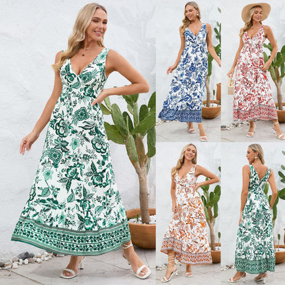 Floral V-Neck Maxi Dress by Greta 
